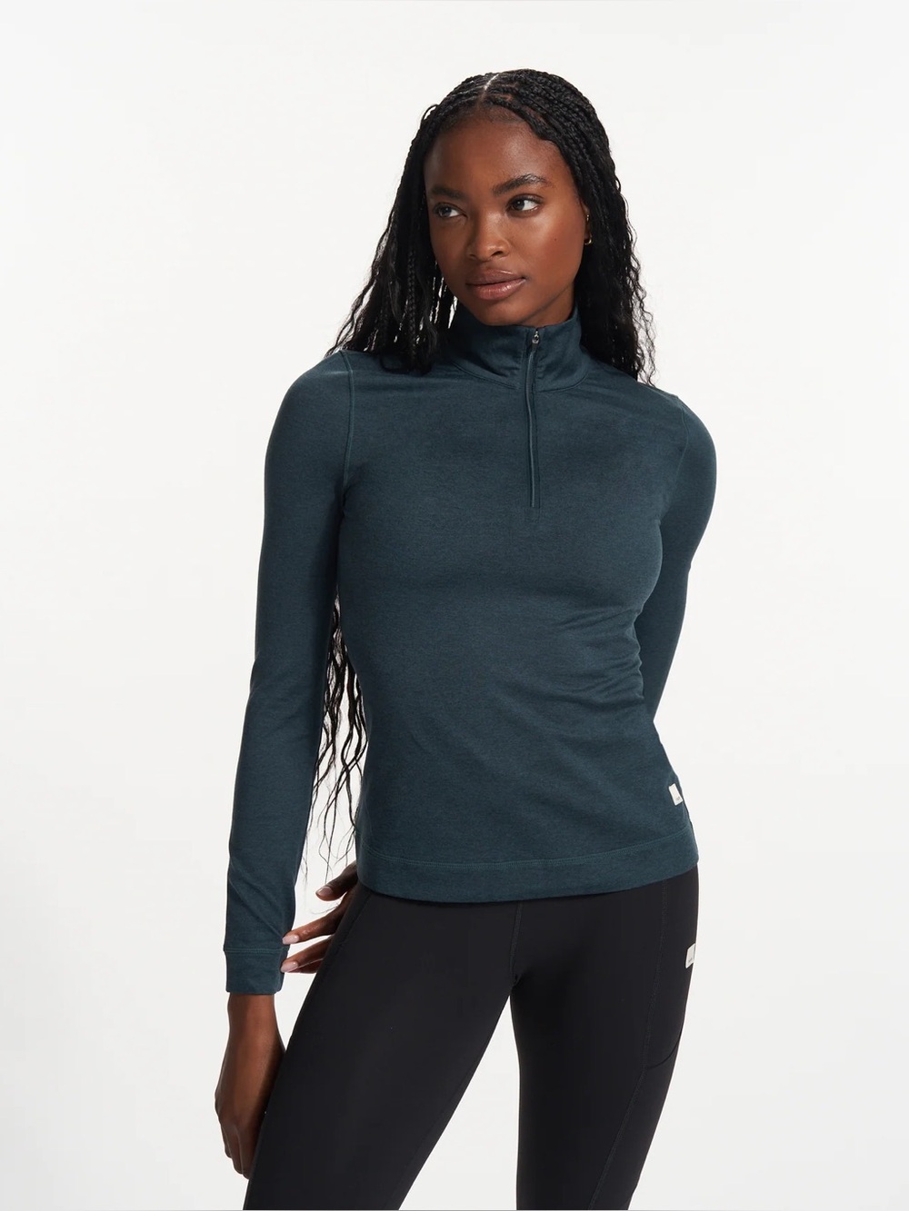 Vuori Halo Essential Half Zip Mockneck Beryl Heather Emerald Dark Green Size XL